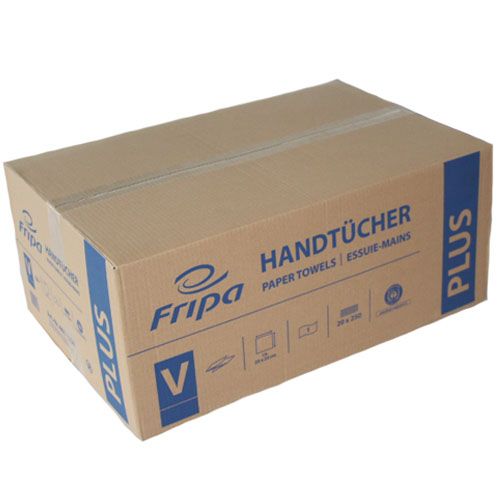 Fripa Papierhandtücher Plus, Krepp 1-lagig, 25x23 cm, Zick-Zack Fripa Papierhandtücher Plus, Krepp 1-lagig, 25x23 cm, Zick-Zack