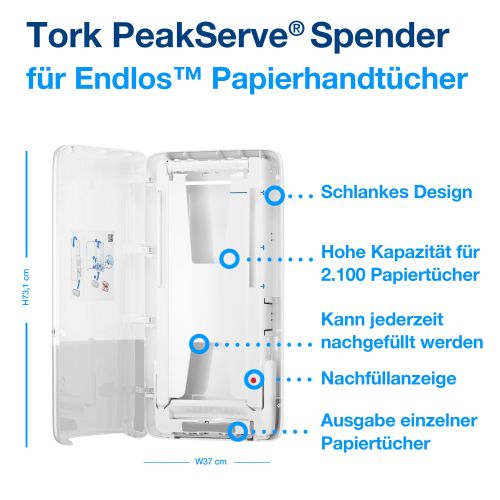Tork PeakServe Spender für Endlos-Handtücher Tork PeakServe Spender für Endlos-Handtücher