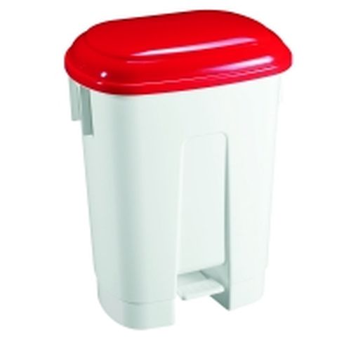Treteimer TTS Derby 60 ltr. weiß mit rotem Deckel Treteimer TTS Derby 60 ltr. weiß mit rotem Deckel
