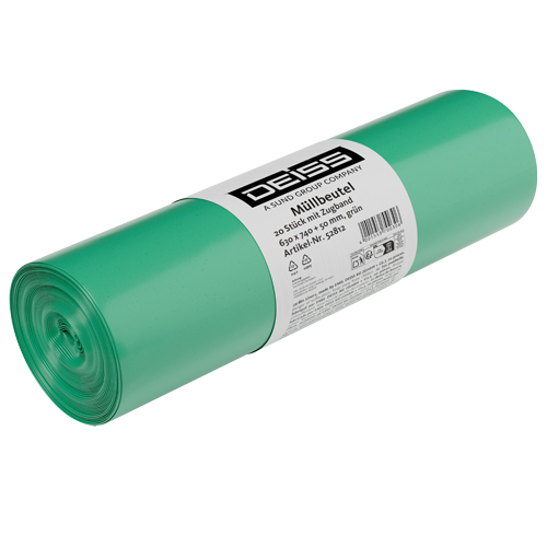 Deiss Müllbeutel mit Zugband 60 ltr. grün-transparent Deiss Müllbeutel mit Zugband 60 ltr. grün-transparent