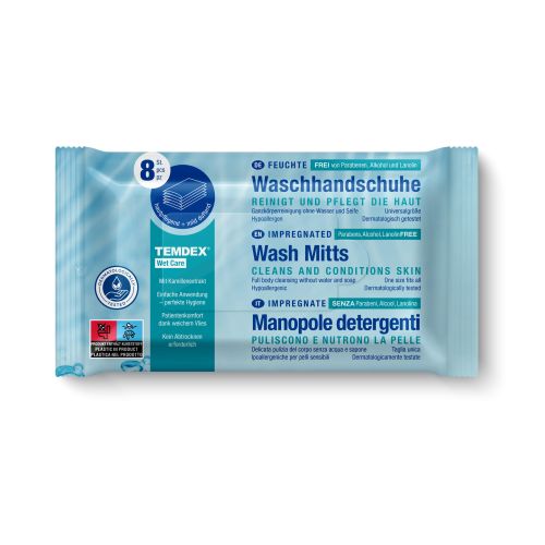 Temdex Wet Care feuchter Waschhandschuh 15x22cm