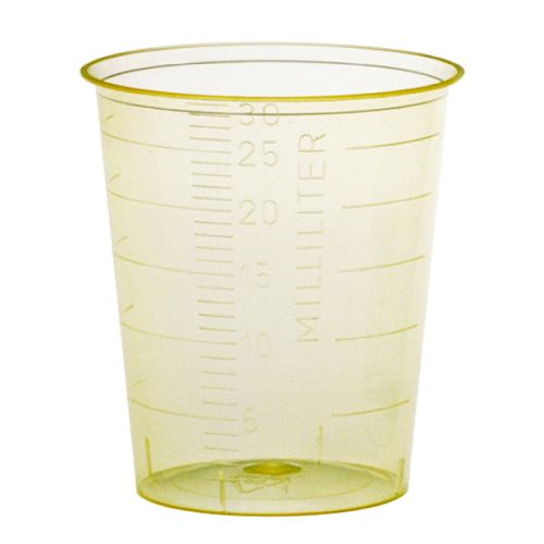 Medizinbecher, 30ml, graduiert, gelb
