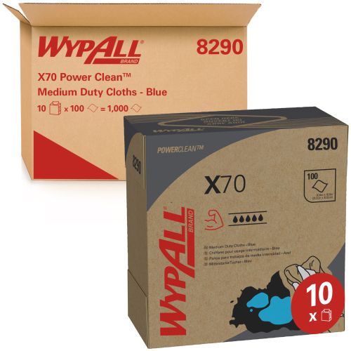 Kimberly-Clark 8290 Wypall X70 Powerclean Zupfbox - blaue Reinigungstücher Kimberly-Clark 8290 Wypall X70 Powerclean Zupfbox - blaue Reinigungstücher