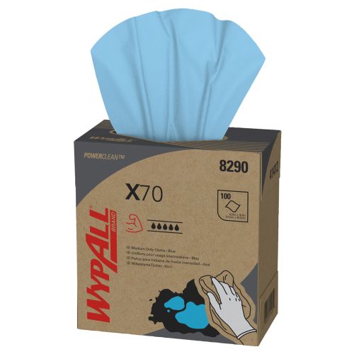 Kimberly-Clark 8290 Wypall X70 Powerclean Zupfbox - blaue Reinigungstücher Kimberly-Clark 8290 Wypall X70 Powerclean Zupfbox - blaue Reinigungstücher