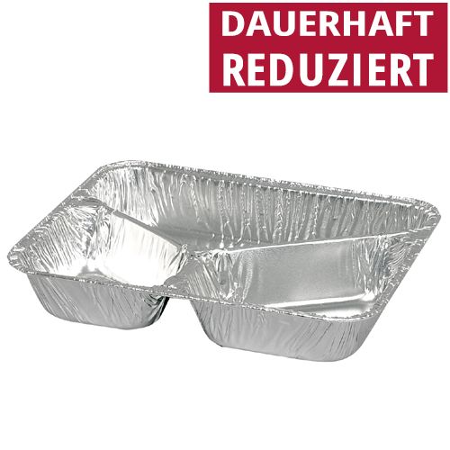 Alu-Menüschale, 3-geteilt, 22,7x17,8x3,9 cm, Aluschale, 1000 Stück