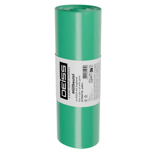 Deiss Müllbeutel mit Zugband 60 ltr. grün-transparent