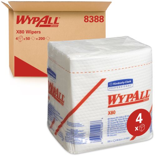 Kimberly-Clark 8388 Wypall X80 Wischtücher - Viertelgefaltet