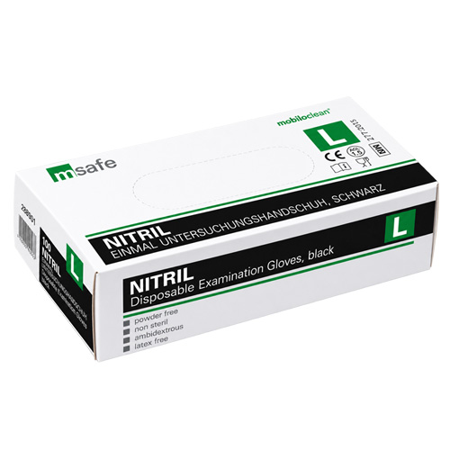 Nitril Handschuh puderfrei, schwarz L Nitril Handschuh puderfrei, schwarz L