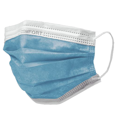 Med-Comfort Mundschutz blau, 3-lagig, mit Elastikband Med-Comfort Mundschutz blau, 3-lagig, mit Elastikband